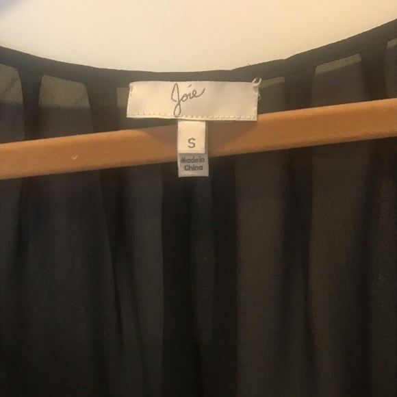 Joie Sheer Black Tie-Front V-Neck Blouse - Picture 2 of 2